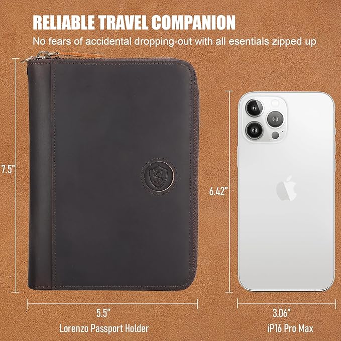 STAR VISTA Lorenzo Full Grain Leather Family Passport Wallet for 4, Large Travel Document Organizer for Exquisite Voyagers, Multi-Currency Compartments, RFID Blocking, AirTag Track, Dark Brown