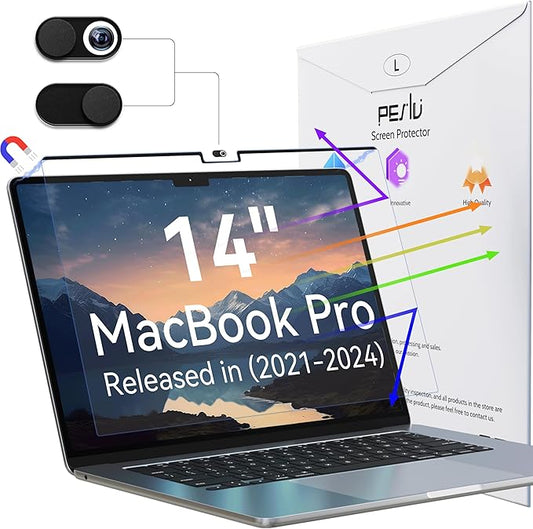 Magnetic Anti Blue Light Screen Protector for MacBook Pro 14 Inch (2021-2024, M1, M2, M3, M4), Removable Glare Filter for 14.2" Mac Laptop Computer