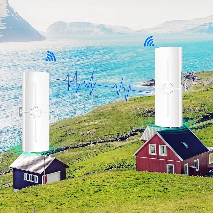 Point to Multipoint Outdoor Internet Long Range Wireless Bridge for Starlink Gen 3 Router, Starlink WiFi Extender, IP65 Waterproof, 5.8GHz 3KM 1000Mbps with 14dBi High Gain Antenna, 2 Pack