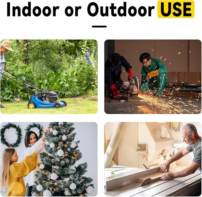 EP 3 Ft Lighted GFCI Extension Cord with 3 Electrical Power Outlets - 12/3 SJTW Heavy Duty Yellow Pigtail Extension Cable with 3 Prong Grounded Plug for Safety, UL Listed