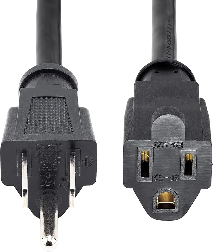 StarTech.com 10 Ft Power Cord with 125 Volts at 13 Amps - 16 AWG Power Extension Cable Cord - NEMA 5-15R to NEMA 5-15P (PAC10110)
