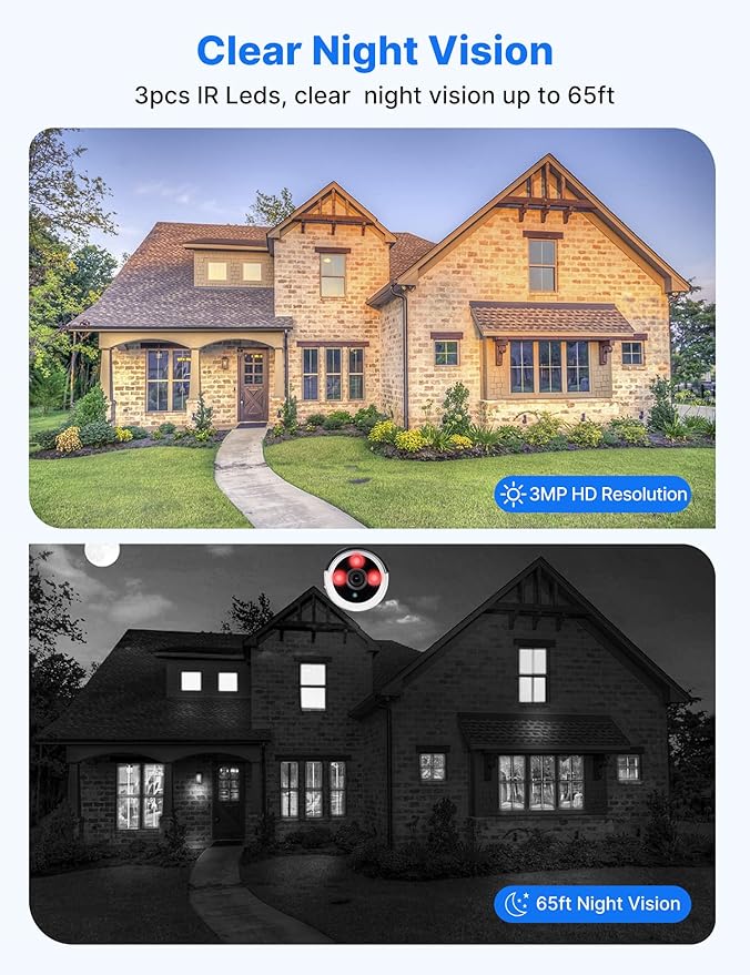 [16CH Expandable] Hiseeu Wireless Security Camera System with 10in LCD 4K Monitor, 4Pcs 5MP Outdoor Indoor Cameras with One-Way Audio, Waterproof, Motion Detect, 1TB HDD/Cloud Storage