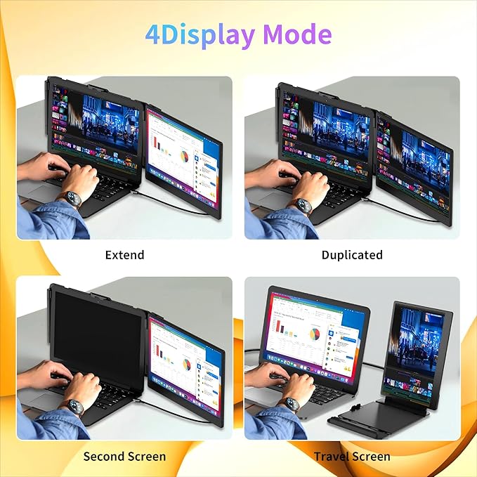 Laptop Screen Extender Portable Monitor, Dual Monitor Extender for Laptop, 14.1" Screen 1080P FHD Display, Fit for 13-17" Laptops, Plug & Play Compatiable with Win/Mac/Chrome/Android/Switch