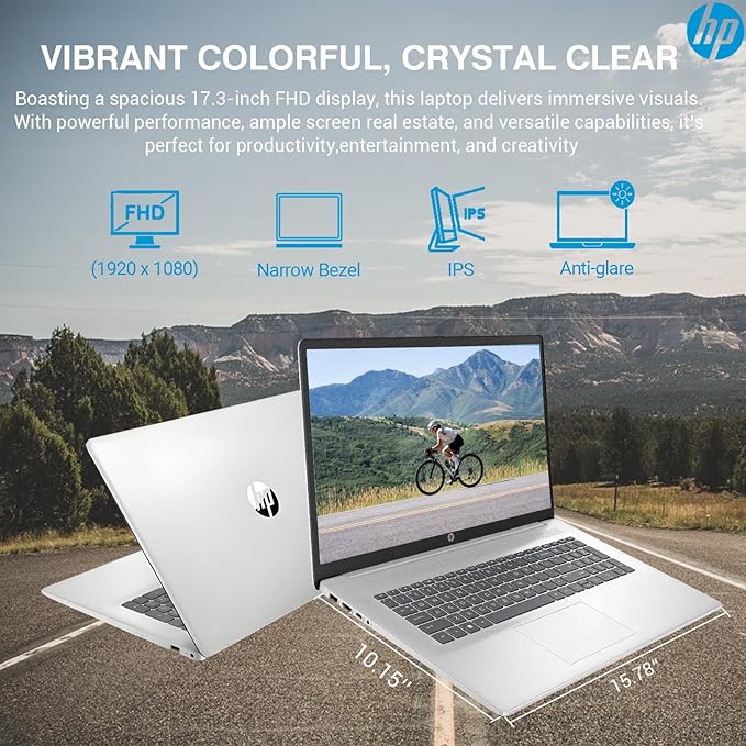 HP 2025 17 Inch Laptop Computer | 17.3" FHD IPS Business Laptop PC | AMD Ryzen 5 (6-Cores) | 64GB RAM 1TB SSD | Windows 11 Pro Lifetime Office | 10-Key Numbe Pad | USB-C Wi-Fi 6