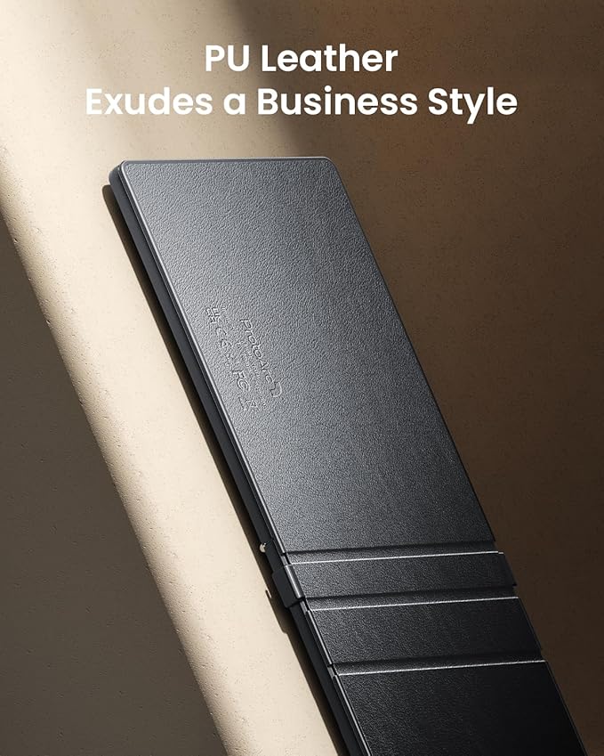 ProtoArc Foldable Compact Keyboard, XK04 Portable Bluetooth Keyboard with PU Leather Cover, Pocket-Sized Wireless Travel Keyboards for iPad, iPhone, Smartphone, Tablet and Laptop- Gray