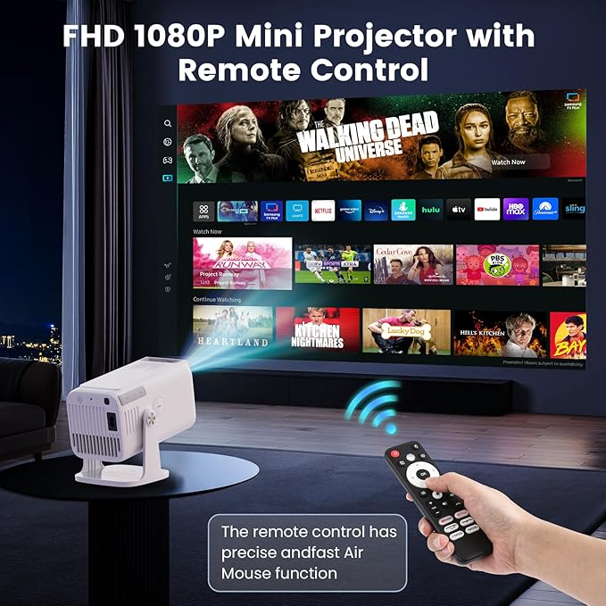 Mini 4K Projector, 1080P Full HD Smart Outdoor Portable Movie Small Projector with Wifi and Bluetooth & 270°Rotatable Stand, Android 13 OS, Auto Keystone, Support Big Screen for Home Bedroom
