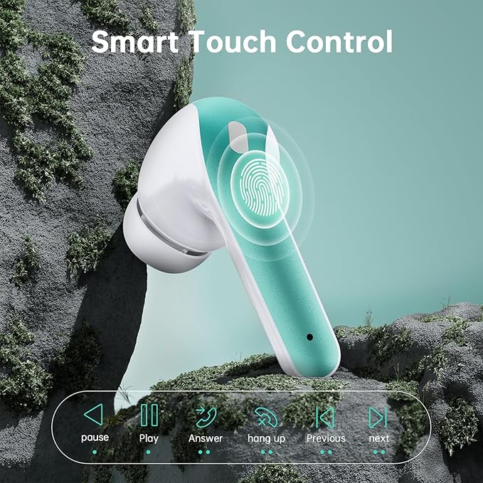 Wireless Earbuds, Bluetooth Ear Buds Headphones, 60H Long Playtime, Stereo Deep Bass, LED Power Display, IPX7 Sport Waterproof, Lightweight in-Ear Earphones with Mic for iPhone Android PC TV Computer