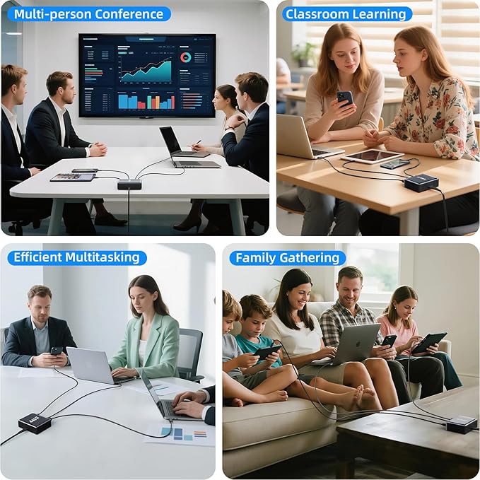 440W Fast Charging 8 Port USB C Charger Block, Multi-Device USB Charging Station Wall Desktop Charger with GaN Ⅲ Technology, USB-C Charger Adapter for MacBook/iPad/iPhone 16/Samsung Galaxy/DELL/HP