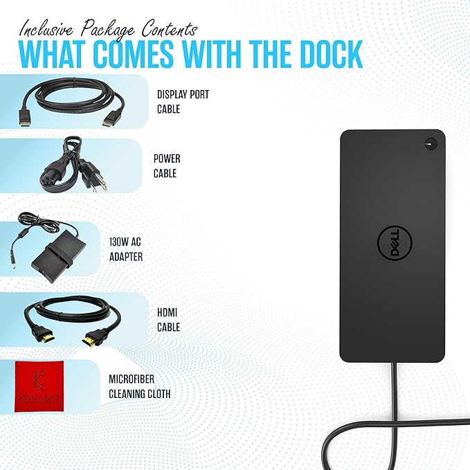 Dell D6000S Universal Docking Station USB C with 130W, HDMI & DP Cable (Renewed)