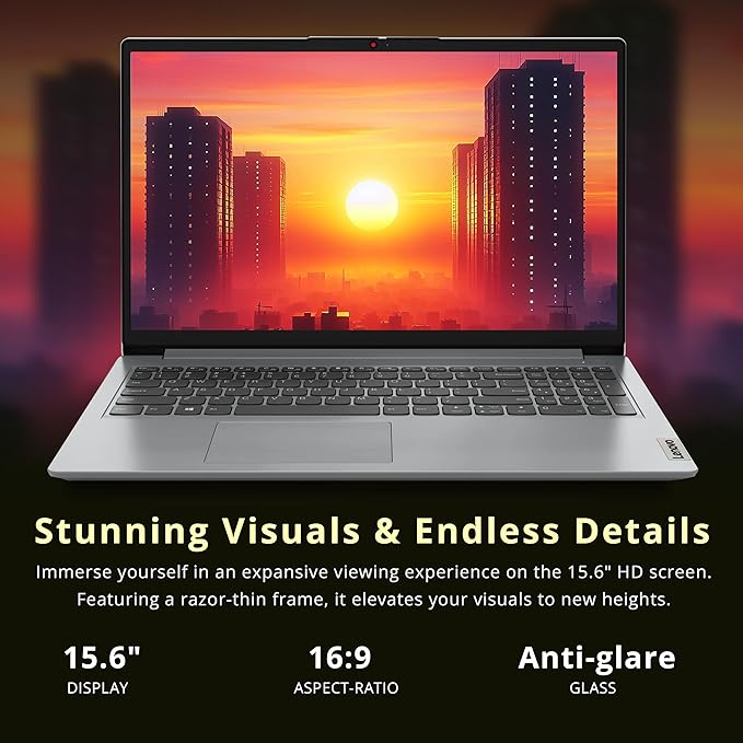 Lenovo IdeaPad 1 15.6" HD Laptop, Intel Pentium Silver N6000, 12GB RAM, 416GB Storage (256GB SSD+160GB Docking Station Set), Intel UHD Graphics, Num Pad, Webcam, 1 Year Office 365, Win 11 S, Gray