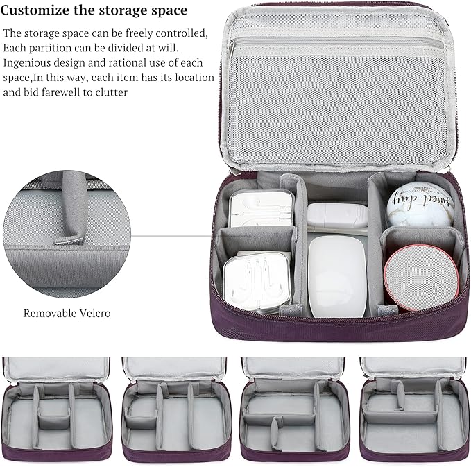 MIRLEWAIY Electronics Cable Organizer Bag, Water-resistant Tech Pouch, Portable Travel Cord Organizer, Electronics Accessories Carrying Case for Charger, Cable, Earphone, SD Cards, Blue