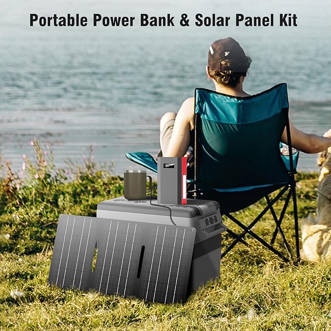 ZeroKor Portable Power Bank with AC Outlet 65W 110V External Battery Pack, 24000mAh Portable Laptop Charger with Foldable Solar Panel Charger 30W for Outdoor Smart Device Camping RV Trip Off Grid-Red
