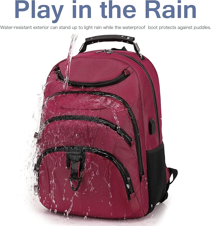 Boavan Laptop Backpack for men, 15.6 inch Laptop Bag with USB Port, Waterproof Travel Work Backpack Purse, Anti-Theft Teacher Nurse Doctor Casual Bookbags Office Business backpack，Russet Red