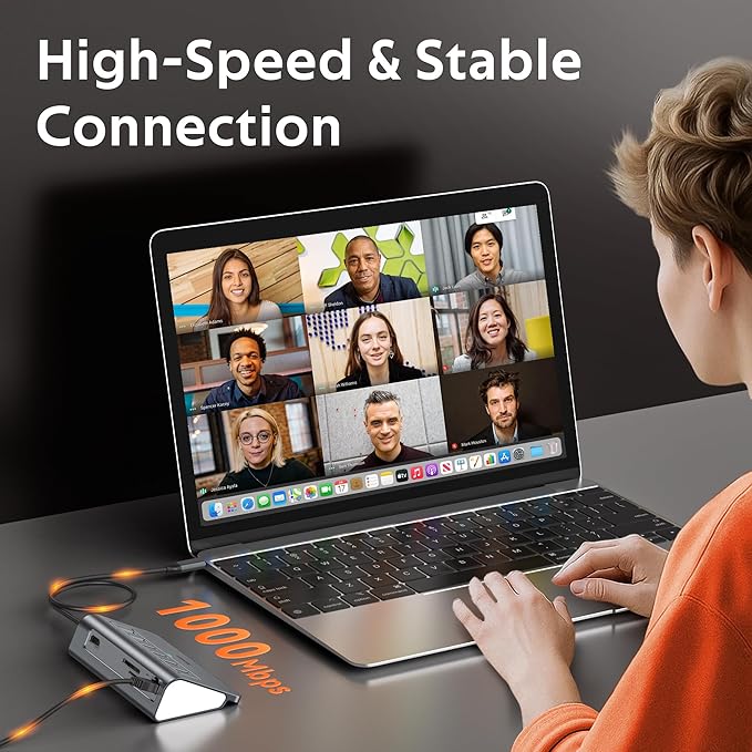 USB C Hub Ethernet,10-in-1 USB C Docking Station with 4K@6Hz HDMI,1Gbps Ethernet, PD 100W,Type C & 2 USB A 3.2 10Gbps, 2 USB A 2.0, SD/TF, Aluminum USB Hub for Laptop,PC, iPhone 16/15,Mac