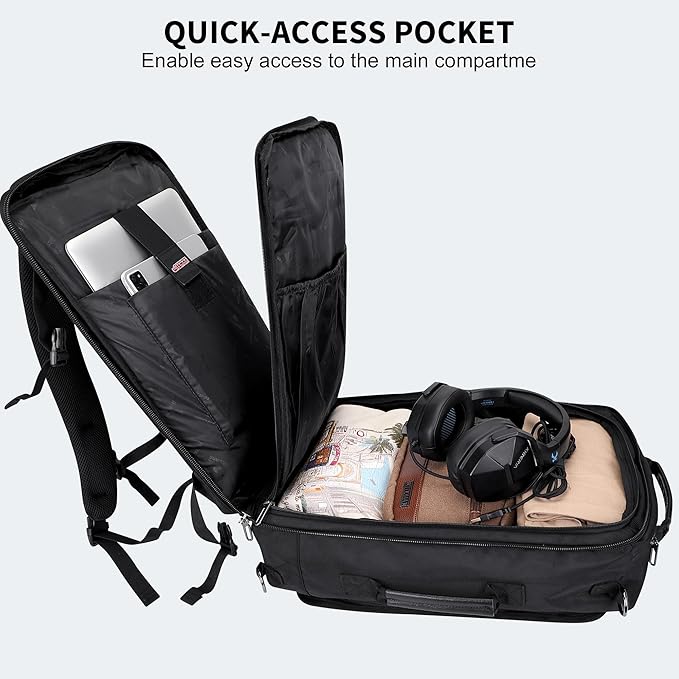 WITZMAN Travel Backpack for Men Women Laptop Backpack with USB Charging Port Carry-on Luggage Flight Approved(B686 Black)