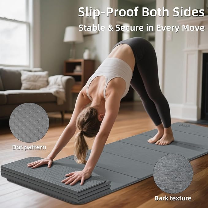 1/2 Inch Extra Thick Yoga Mat Pilates Equipment, 69"x24" Odorless Workout Mats for Home Gym, Non-slip Exercise Mats for Women Men Home Workout, Foldable Yoga Mats for Travel Camping Sleeping