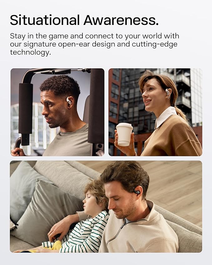 SHOKZ New OpenFit 2+ Open-Ear Headphones,Dolby Audio Enabled,Comfortable Earbuds with Soft Ear Hooks,48H Playtime,IP55 Water-Resistant,USB-C Fast Charging,Wireless Charging - Amazon Exclusive Purple