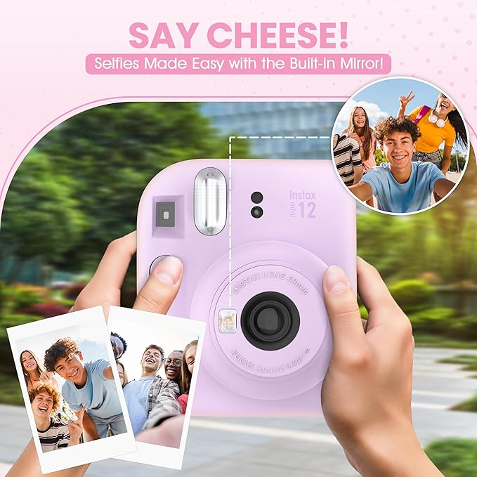 Fujifilm Instax Mini 12 Instant Camera Lilac Purple + Minimate Custom Designed Case + Fuji Instax Film 10 Sheets & Photo Album