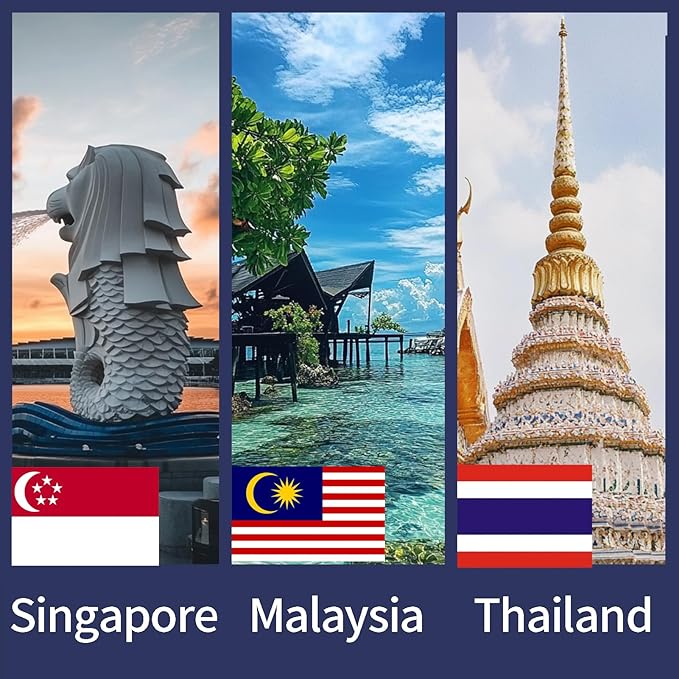 SIM Card for Singapore, Malaysia, Thailand – Prepaid Data Plans | 1GB Daily Data only,3 Days | 4/5G High-Speed Internet | Ideal for Travelers