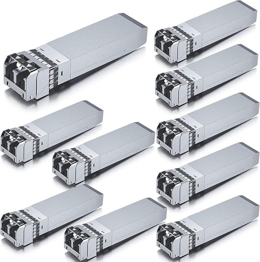 10Gtek 25G SFP28 SFP+ SR Transceiver, 25GBase-SR Duplex LC MMF Optical Module for Cisco SFP-25G-SR-S, 850nm, DDM, up to 100m, Pack of 10