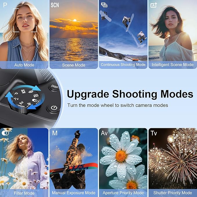 4K Digital Cameras for Photography, 12X Optical Zoom 72MP Vlogging Camera for YouTube with 270°Flip Screen, Autofocus & Anti-Shake Cameras, Wi-Fi & App-Controlled 4K Camera, 2 Batteries, 32GB SD Card