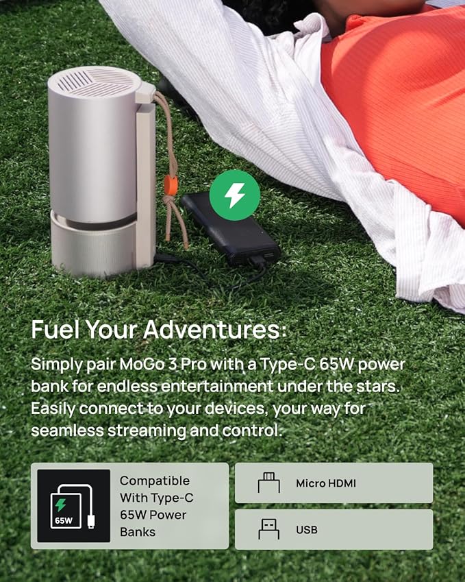 XGIMI MoGo 3 Pro NEW Portable Projector, Google TV with Licensed Netflix, Build-in Adjustable Stand, Mini Projector Supports Power Banks, 450 ISO Lumens, ISA 2.0, 2 x 5W Harman Kardon