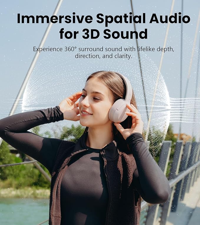 Edifier W820NB Plus Gen 2 Wireless Over-Ear Noise Cancelling Headphone, -49 dB ANC, LDAC Hi-Res Audio, 88H Playtime, Spatial Sound, AI Clear Calls, Bluetooth V6.1 & Multipoint - Smoky Pink