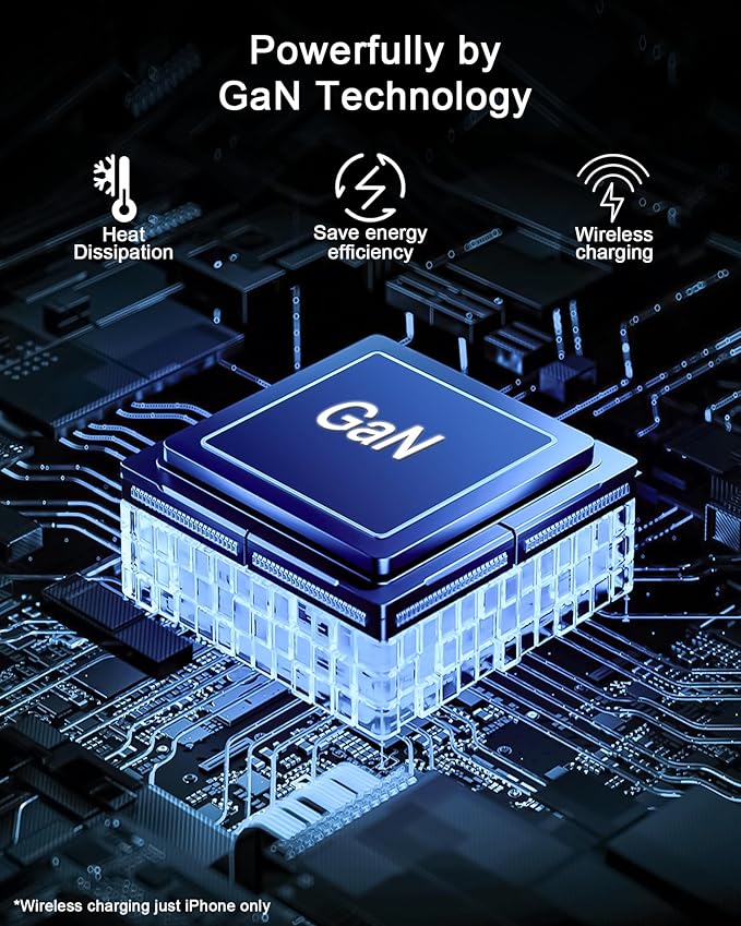 Multi-Device Charging Station, 100W GaN 6-Port USB C Charger Hub with 45W PD Wall Adapter & 15W Wireless Charger. Compatible with iPhone, iPad, Samsung & Laptops. Fast & Efficient (100W-Black)