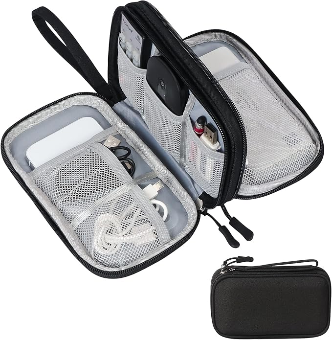 Skycase Electronic Organizer Travel Case - Waterproof Travel Cord Pouches for Organization, Cable Organizer, All-in-One Double Layers Storage Bag for Accessories, Charger, Cable, Black-1