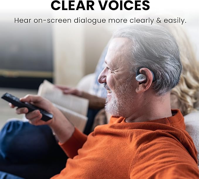 Avantree Medley Pebble - Wireless Earbuds for TV Listening, Clear Voice Open Ear Bluetooth 5.3 Headphones for Seniors & Hard of Hearing, with Transmitter and Charging Dock, 10hrs Play Time