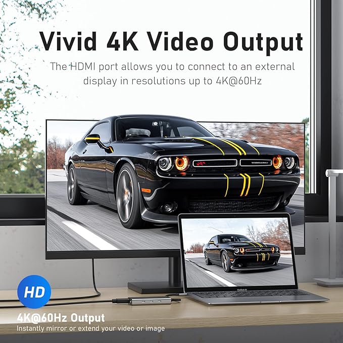 USB C Hub 10Gbps, PULWTOP USB 3.2 Adapter with 3 USB-C 3.2 Ports, 4K 60Hz HDMI, Ethernet, 100W PD in, High Speed Multiport Splitter for MacBook Pro, MacBook Air, Dell and More