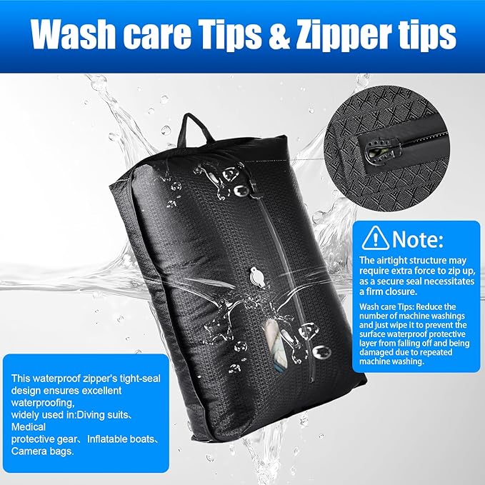 Vacuum Travel Bags with Pump Wireless, Reusable Compression Bags for Travel, Double Layer Travel Vacuum Bags for Luggage with IP67 Waterproof, Vacuum Seal bags for Clothing travel, 45L 1PC NO Pump