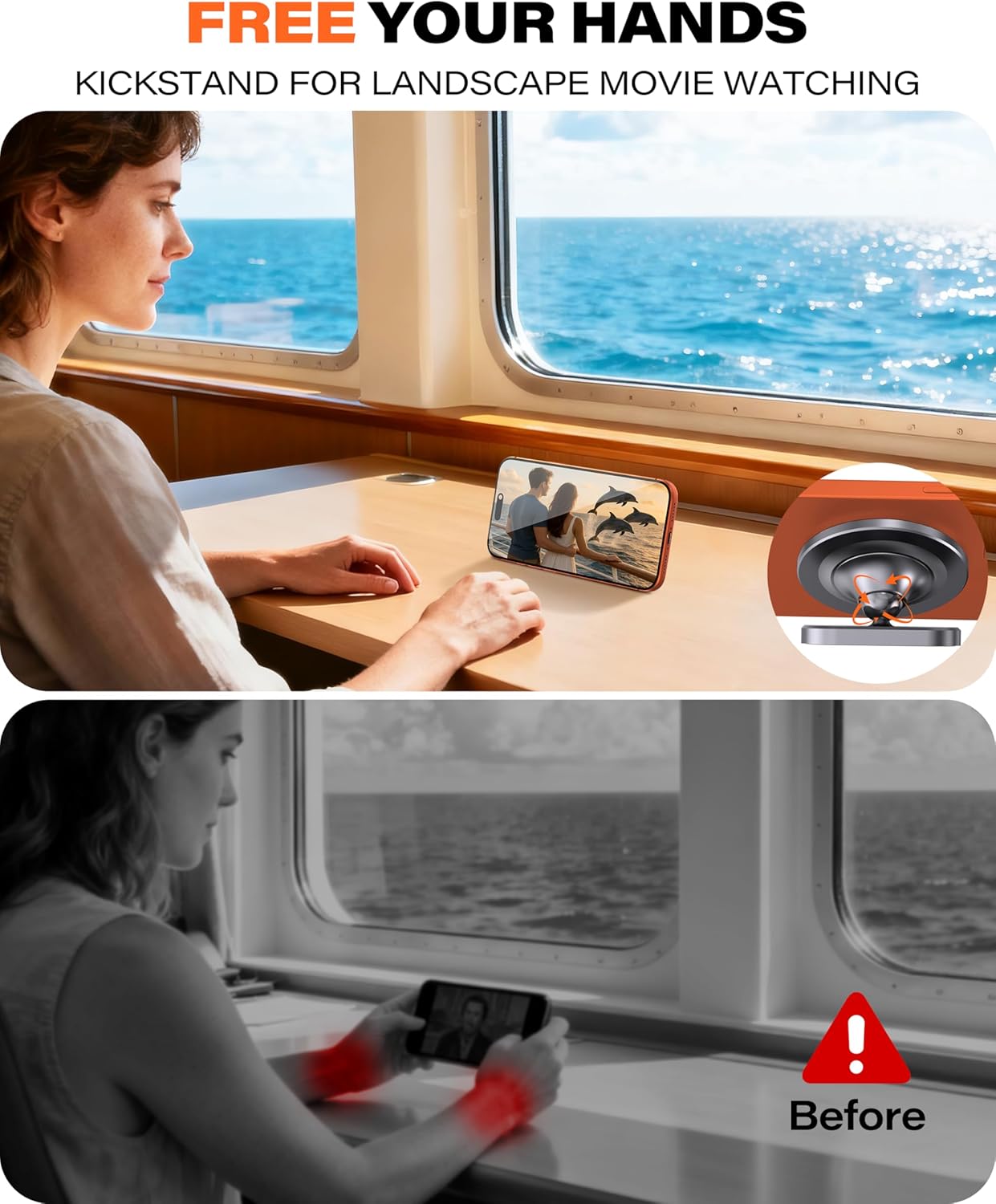 A2C Cruise Alloy Phone Holder Mount Magnetic Travel Tripod for Cabin Wall, Cruise Essentials 2025, Versatile Cloth Hat Bag Hooks, 2026 Cruise Ship Accessories Gift Compatible with MagSafe iPhone 12-17