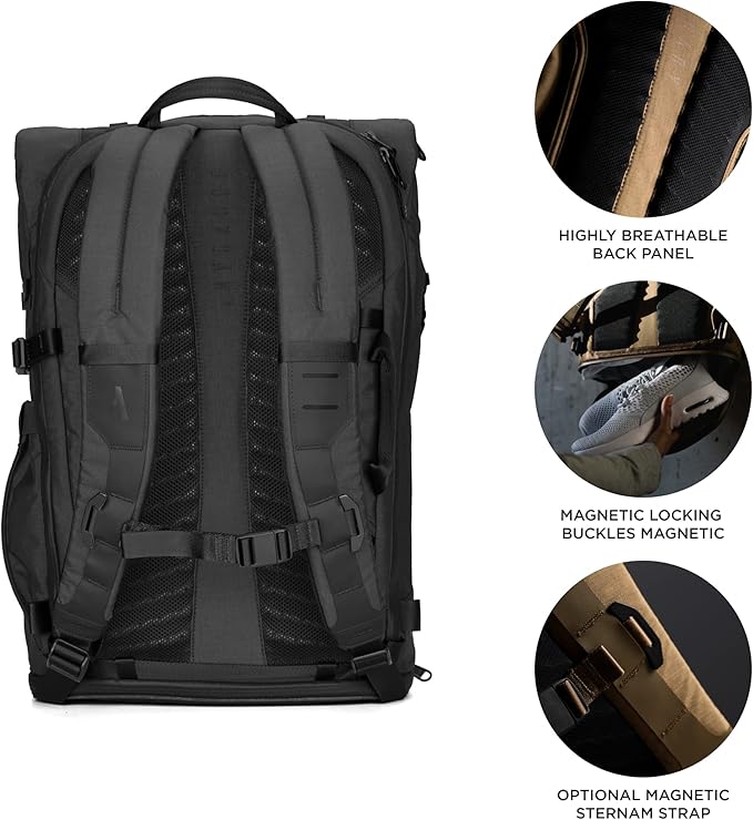 ERRANT Backpack Obsidian Black - Travel Backpack with Laptop Compartment, Waterproof 22L Everyday & Commuter Backpack for Men & Women