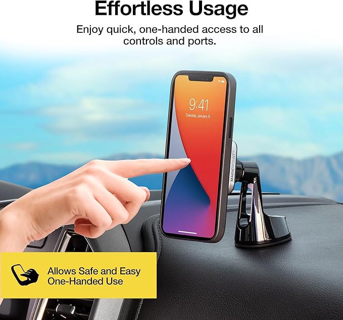 Scosche MP2WD-XTSP MagicMount Pro2 Magnetic Car Phone Holder - Ultimate Magnetic Car Mount for Windshield or Dashboard with Suction Cup - Compatible with MagSafe, iPhones, Galaxy, Pixel & Smartphones