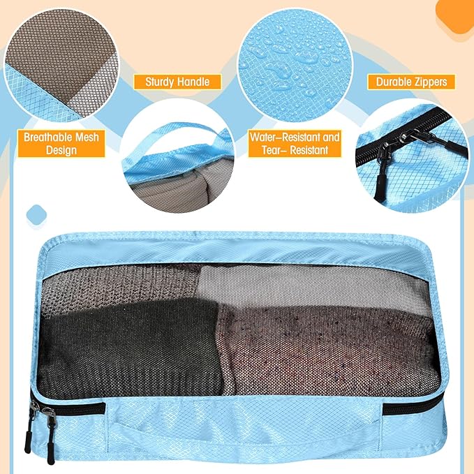 5 Pcs Packing Cubes for Suitcase Large Travel Cubes Carry on Luggage Organizer Bags for Clothes Accessories (L,Pastel)