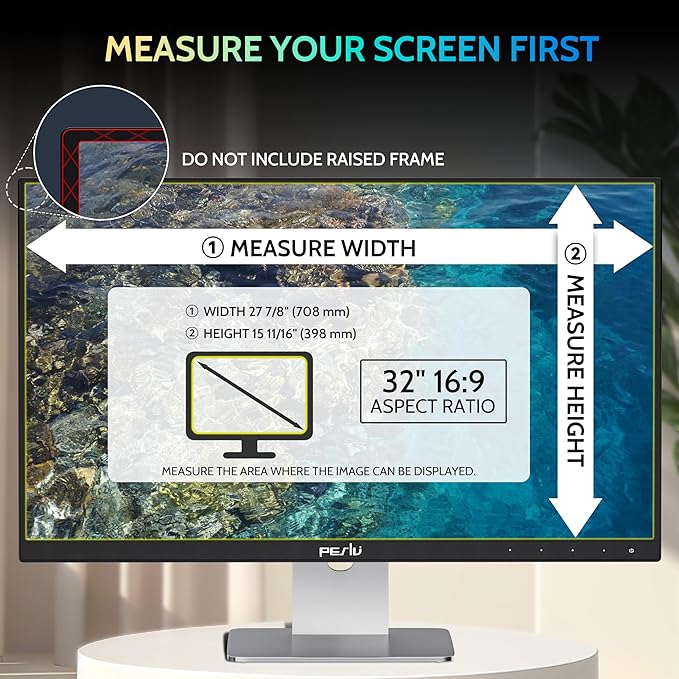 [2 Pack] 32 Inch Privacy Screen for Computer Monitor 16:9 Aspect Ratio, Eye Protection Anti Blue Light Glare Shield, 32inch Removable Black Blackout Anti Spy Desktop Security Private Filter