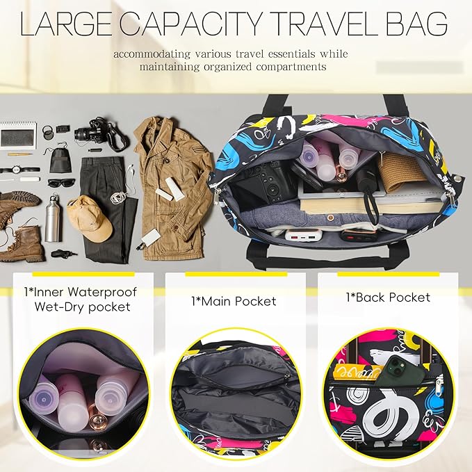 VOOWO Duffel Bag with Wheels - Rolling Foldable Expandable Duffle Bag with Wheels for Travel, Rolling Luggage Carry On Bag with Wheels, Large Rolling Backpack Weekend Bags for Men Women (Black)