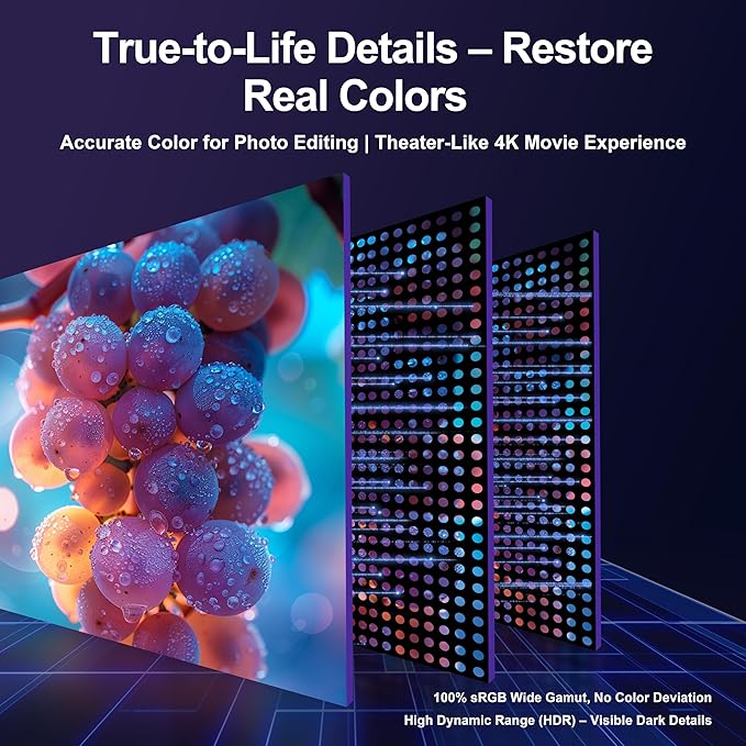 4K Portable Monitor 15.6" 3840×2160P（16:9） Screen 100sRGB IPS Display, with HDMI & USB-C Plug & Play, External Monitor for Laptops/MacBook/PCs/Phones/Xbox/Switch/ PS4/5/NVR