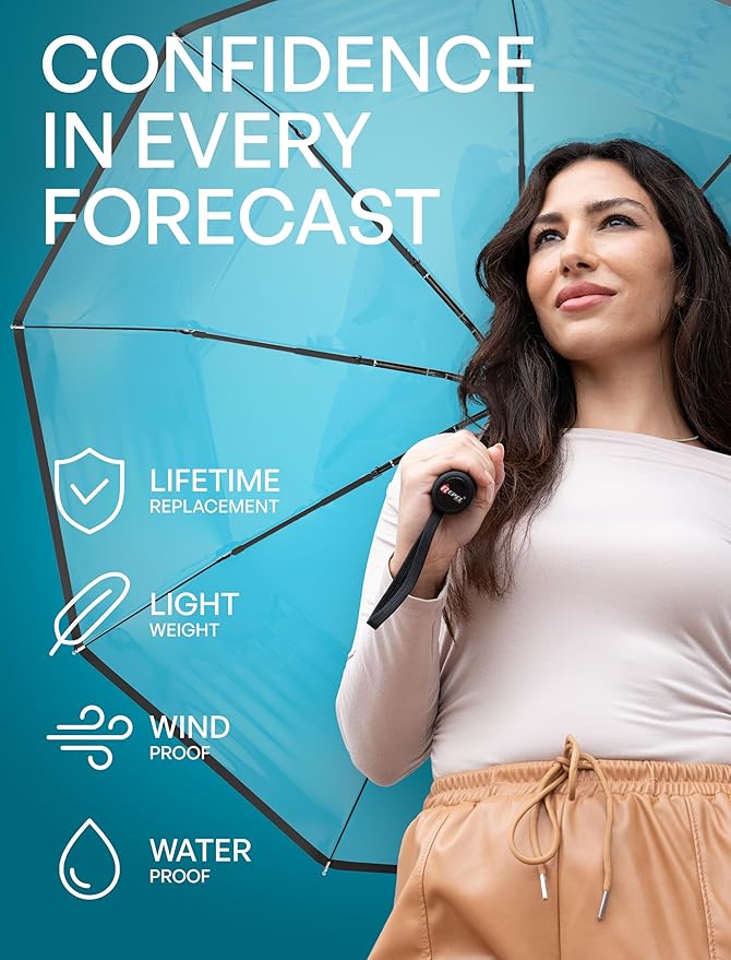 REPEL Windproof Travel Umbrella - Compact & Withstands Winds up to 85MPH , Strongest Premium Auto Folding Umbrella for Rain and Sun - Durable, Light & Portable for Women & Men , Fits Backpack & Cars
