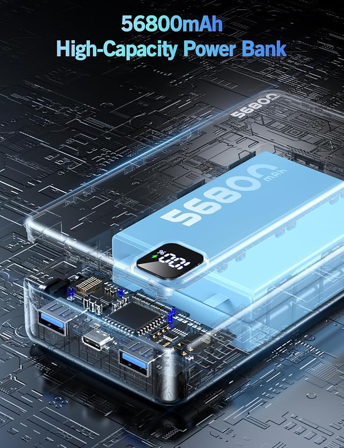 Portable Charger Power Bank 56800mAh Battery Pack-22.5W Fast Charging with USB C & LED Display,