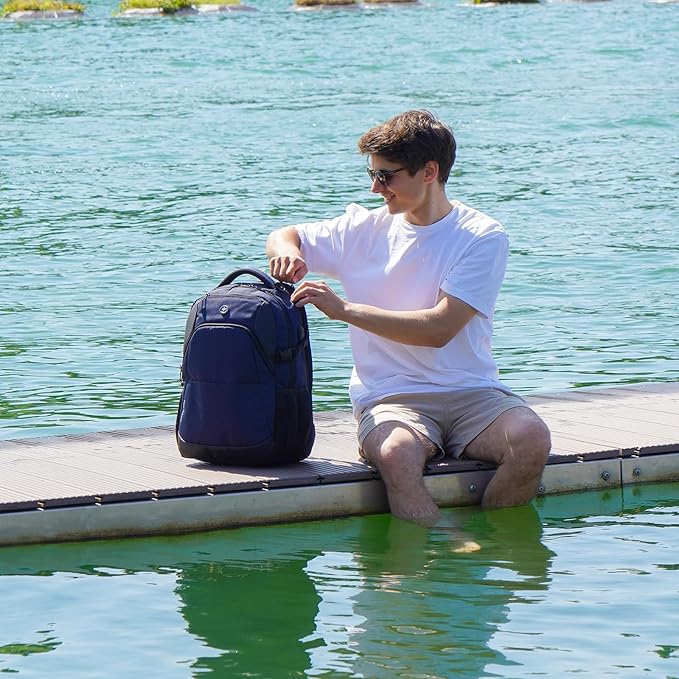 Swissdigital Design Travel Laptop Backpack for Men and Women, 35L Expandable Large Business Backpack with USB Charging Port for Fits 17 Inch Notebook, Blue | ANDWIL PRO