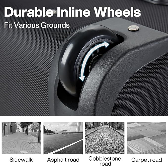 Hanke Expandable Carry On Luggage Suitcases with Wheels Foldable Duffle Bag for Travel Carry On suitcase Weekend Bag for Women Men（Black）