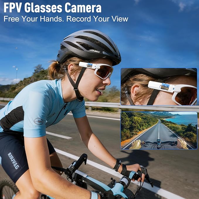 Hands Free Clip On POV Sports Camera 110 Degree 2.7K, WiFi Mini Camera for Glasses with Live View, Cycling Fishing Vlog Recorder, Kids Pets Daily Recording, Includes 16GB Card(Ivory)