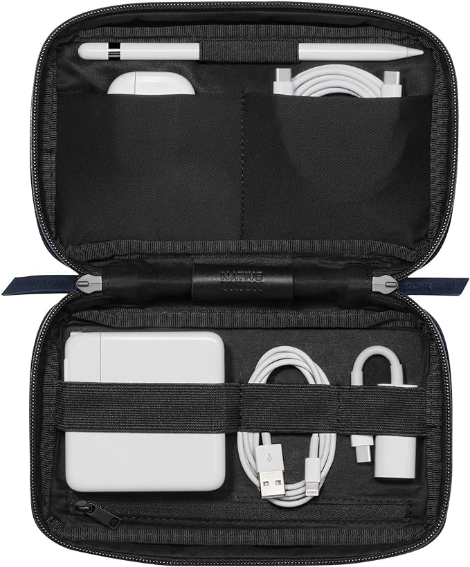 Native Union Stow Organizer – Premium Travel Tech Kit Crafted with Durable Canvas – Keep Essentials Organized with Flexible Storage & Quick-Access Pocket for Cables, Chargers, SIM Card & More (Indigo)