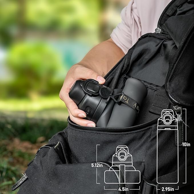 TakeToday Collapsible Water Bottles 20oz, Leak Proof, BPA-Free, Foldable Silicone Travel Water Bottle with Straw Strap for Cycling, Hiking, Outdoors