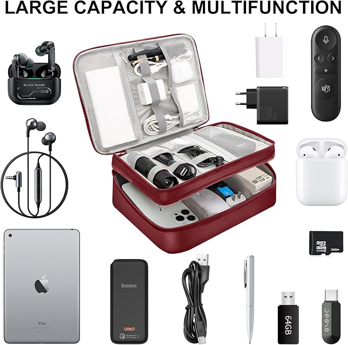 Electronic Organizer Travel Case, Travel Cord Organizer Case Portable Waterproof Cable Organizer Bag for Charger, Cord, USB, Power Bank, Earphone