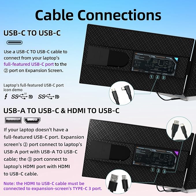 Laptop Screen Extender Dual Monitor - 15.6" Portable Monitor Detachable IPS 1080P FHD 85% NTSC Travel Screen USB-C HDMI Port Compatible with Wins Mac Chrome Dex Fits 13-17" Laptops