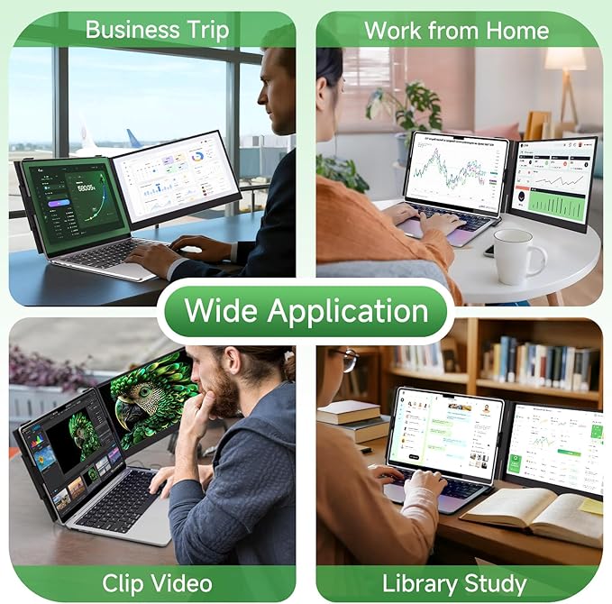 Laptop Screen Extender - 14” Ultra Thin and Light Travel Monitor for Laptop FHD 1080P Portable Second Monitor IPS Screen Display Plug & Play for Mac Windows Android iOS