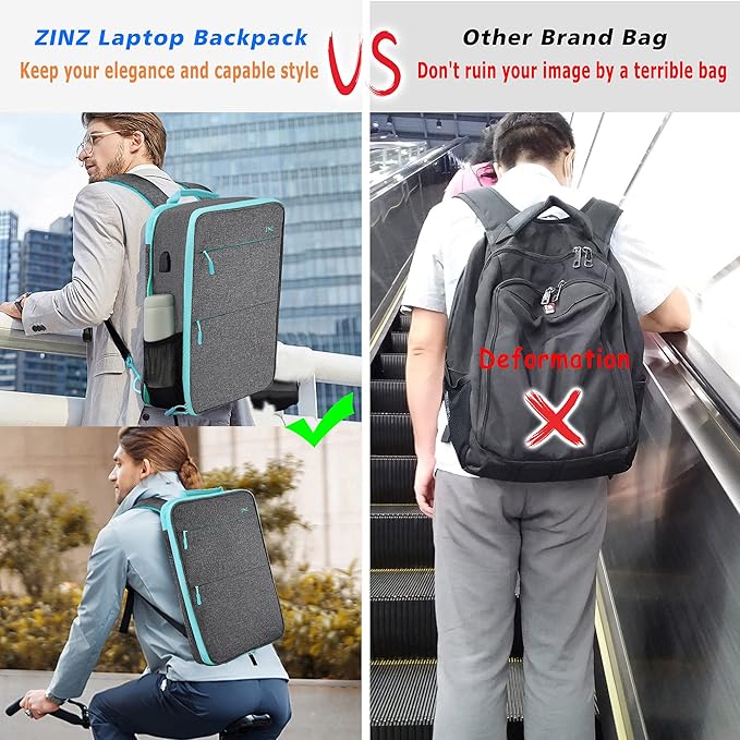 ZINZ Slim & Expandable Laptop Backpack 15 15.6 16 Inch Sleeve with USB Port, Spill-Resistant Notebooks Bag Case for Most 14-16 Inch MacBooks Surface-Books Dell HP Lenovo Asus Computers,LG01Y02